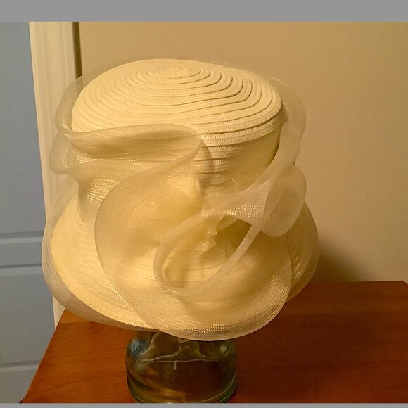August Buttercup Yellow Spring /Summer Hat - small brim  cloche mesh decoration main image 9